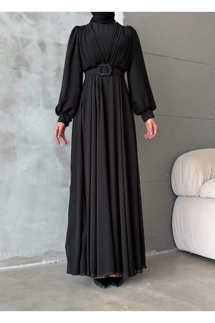 Chiffon Fabric Tettured Dress/Evening Dress