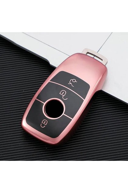 Mercedes-Benz Compatible A, B, C, E, S, g Series, Cla, Cle, Gls, Gla, Glb, Glc, Amg, Glossy Tpu Key Case Cover (Rose)