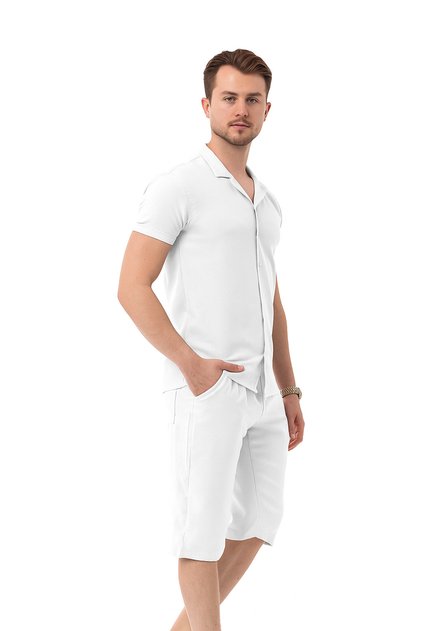 Men's Mechanical Linen Shirt Below Knee Capri Suit