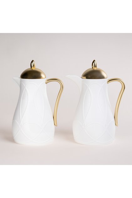white and gold plastic flask 1L 2 pcs