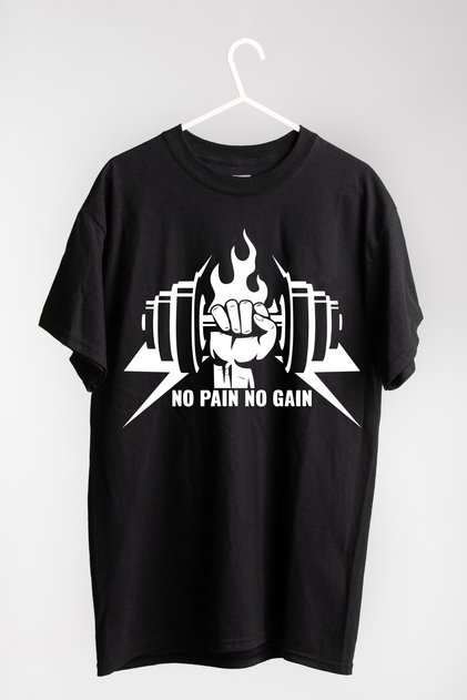 Gym Sportswear Regular Fit 100% Cotton Black and White Crew Neck T-Shirt