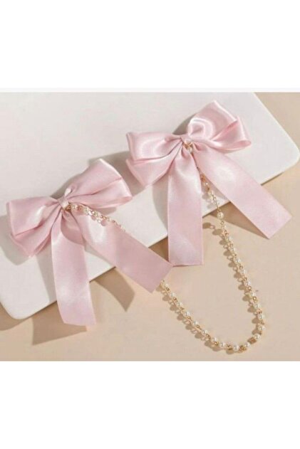 2-Piece Women's Satin Bow Model Pearl Buckle