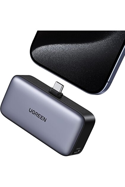 بنك طاقة صغير مع حامل قابل للطي، موصل USB-C مدمج، بطارية 5000 مللي أمبير، 22.5 وات، مزدوج