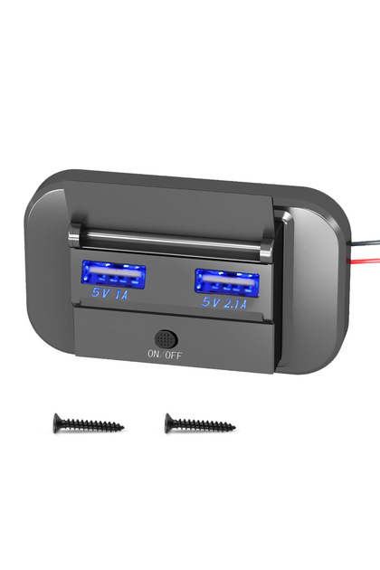 Blue Light 12V Dual USB Wall Mount Car Charger 5V/3.1A Car Cell Phone Fast Charger With Switch for C