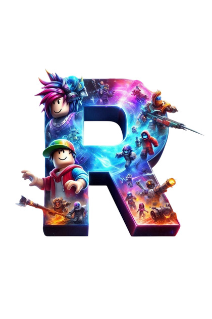 Αυτοκόλλητο UV DTF ROBLOX με το γράμμα R, ύψους 8 cm