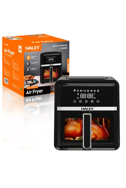 Friteuză cu aer cald de 7 l, 2000 W – gătit la 360°, ecran tactil holografic, sticlă de vizualizare la 180°