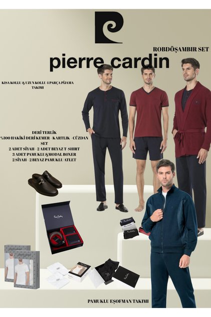 激安★スリムPCセット52 Pierre Cardin Erkek Giyim Eksiksiz Lisanslı ve Kutulu 14 Parça
