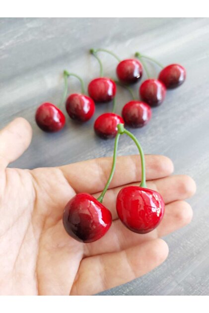 lolipophobi Kiraz Seti 5 Adet, Yapay Meyve, Yapay Sebze, Dekor