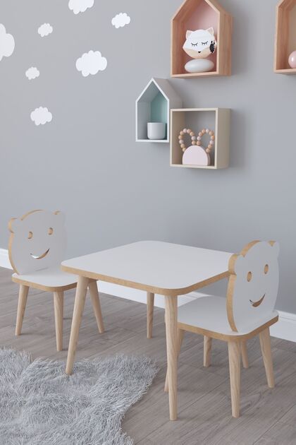 Set masa+ 2 scaune pentru copii Bambi Homs alb