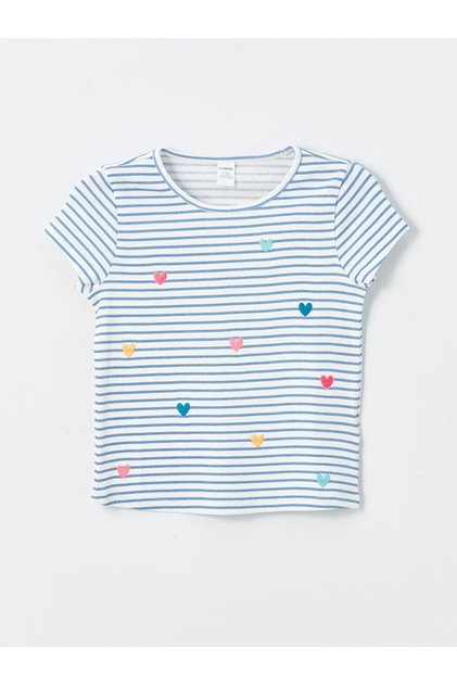 Crew Neck Short Sleeve Striped Baby Girl T-Shirt (S4)