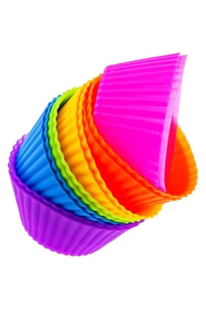 Set 24 forme de copt din silicon pentru brioșe, Bukate®, fără BPA, multicolore, reutilizabile