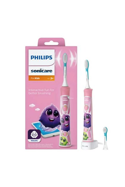 Sonicare Kids HX6352/42 elektrický sonický zubní kartáček, 62 000 pohybů, 2 režimy čištění, růžová