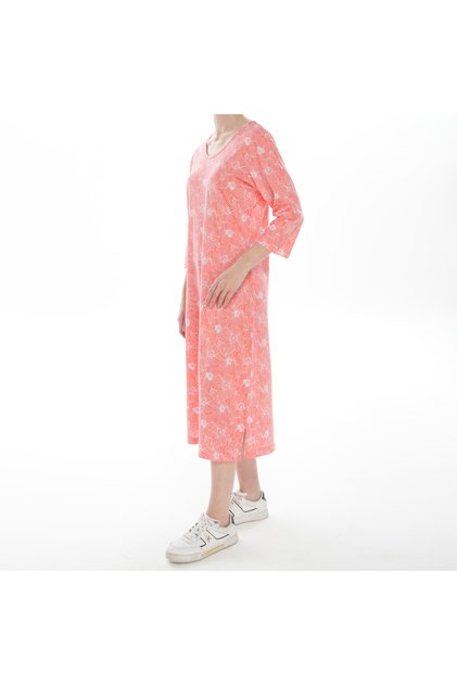 Women's Floral Patterned Pink Dress (with Plus Size Option)