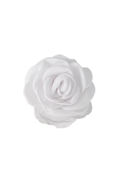 Women's White Satin Rose Latch Buckle 10 cm