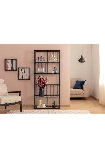 LOLA BLACK METAL KİTAPLIK, SİYAH, 80 CM