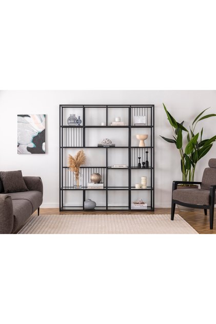 LOLA METAL KİTAPLIK, SİYAH, 160 CM