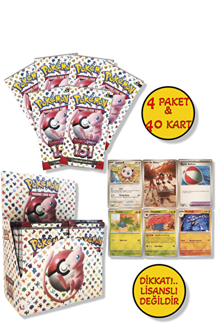TOYFEST 4 Paket (40 KART) Lisanssız Pokemon Oyun Kartı Tcg Scarlet