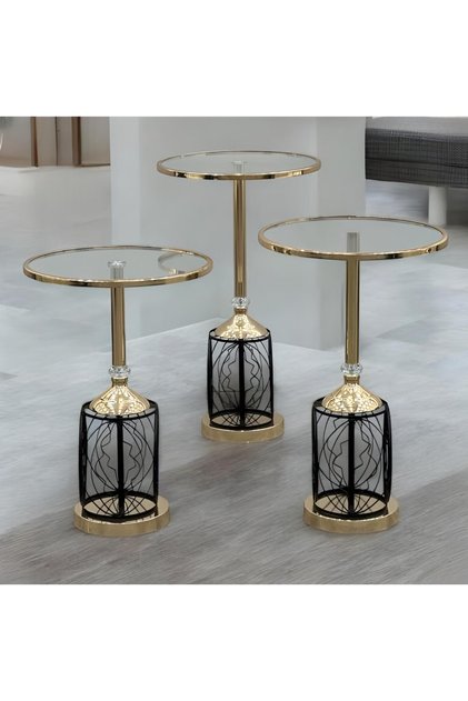 طقم طاولات جانبية فاخرة – 3 قطع بتصميم عصري أنيق