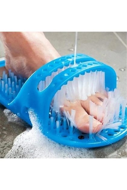 Ponza Stone Suction Cup Bathroom Foot Washing Slippers with Brush