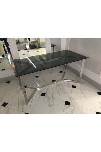 Cton Paslanmaz Metal Cam Yemek Masası