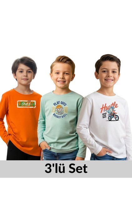 3-Piece Zero Collar Printed Boy's Sweatshirt
