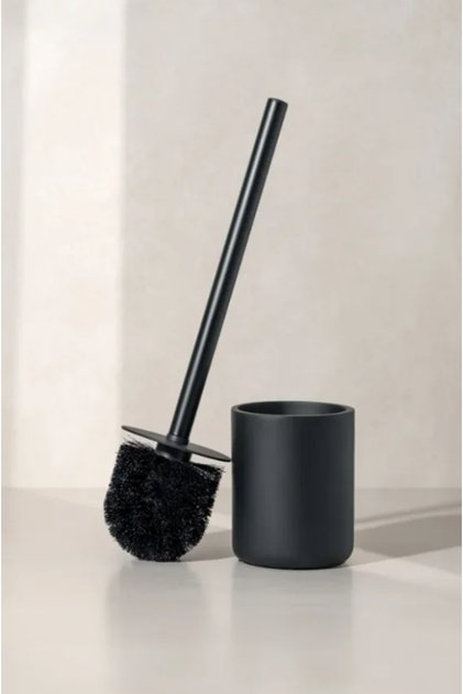 Suport pentru perie WC din metal, free-standing, negru mat, din otel inoxidabil anti-coroziv