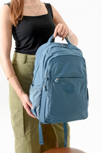 Bolsas 1092 Waterproof Imported Crinkle Fabric School and Daily Backpack with Laptop Compartment Blue