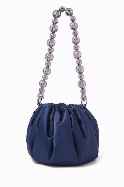 Lulu Satin Tote Bag Beaded Handle Sculptural Casual Chic