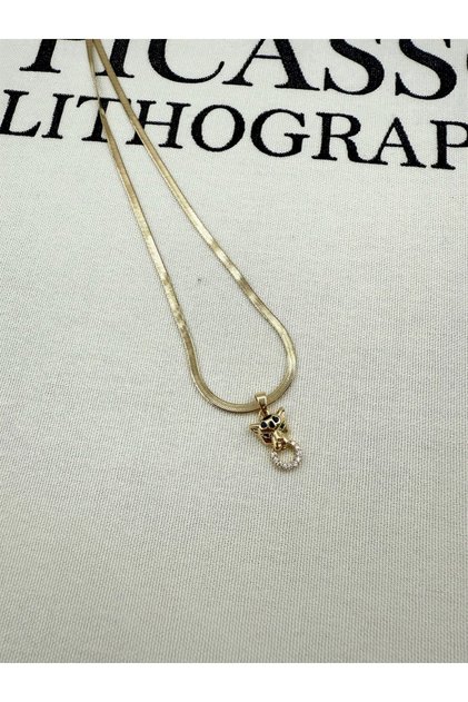 Gold Italian Chain Leopard Figure Necklace