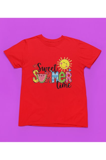 Stil-X Sweet Summer Printed Cycling Collar 100% Cotton Girl's Tshirt White, Red, Yellow