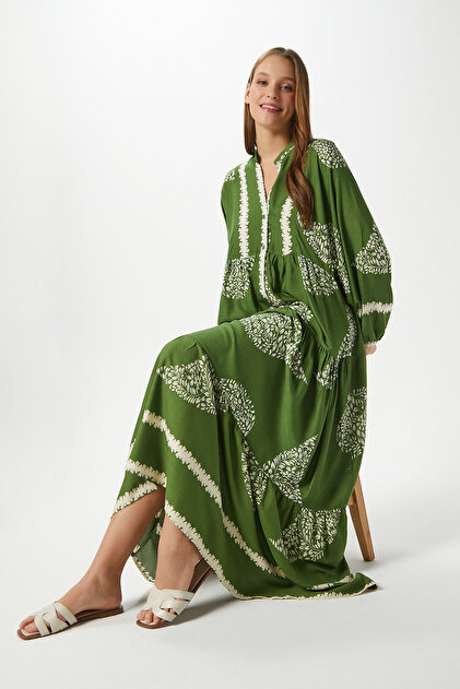 helena dress green product info and reviews Ritnice Modest Cream Women's 100% Viscose Maxi Length Layered Balloon Sleeve Long Summer Easy to care for