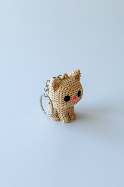 Μπρελόκ με πλεκτή ασημένια αλυσίδα Mini Cat