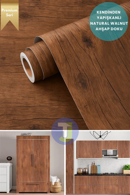 Premium Kendinden Yapışkanlı Ahşap Desen PVC Kaplama Folyosu 60x500cm