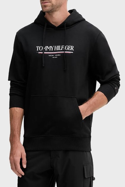 Tommy Hilfiger Logolu % 100 Pamuk Relaxed Fit Kapüşonlu Kanguru Cepli Sweat Erkek SWEAT MW0MW40534 B