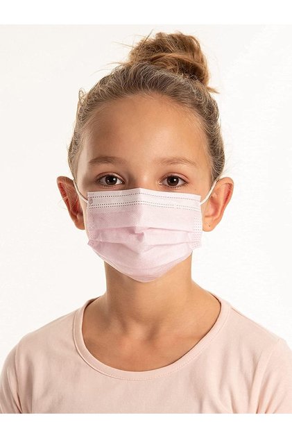 YU WELL 100PCS Disposable Medical Face Mask for Kids, BFE 95% 3 Layer Solid Color (Pink)