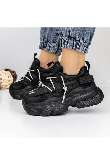 Pantofi Sport Dama cu Platforma 3WL150 Negru