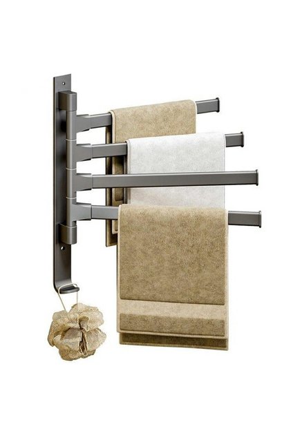 Suport pentru prosoape, 4 brate, aluminiu, gri, 31.5×30 cm