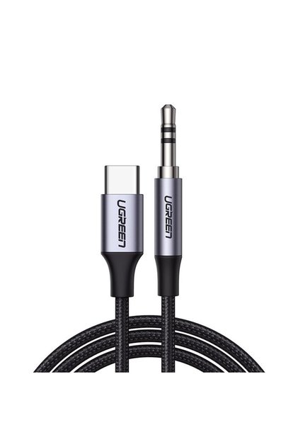 Cablu audio stereo AUX mini jack 3.5 mm - USB-C pentru telefon și tabletă 1m negru