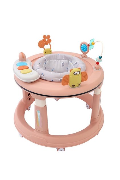 Premergator bebelusi Little Mom Activity Pink, educational, cu panou interactiv, sezut rotativ 360 g