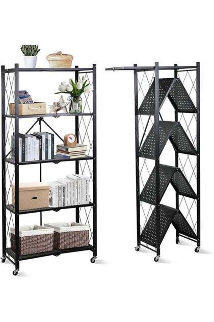 Foldable Storage Shelves 5 Tier, Scratch Resistant, Storage Racks