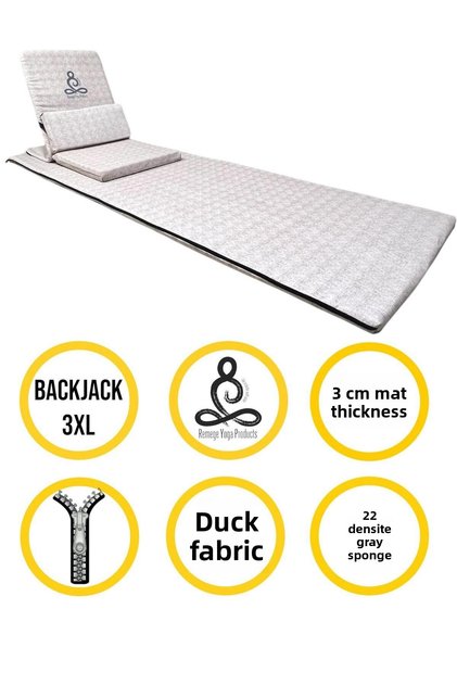 Backjack 3XL - Scaun respirabil pentru meditație și yoga Backjack, pernă de podea cu suport și covoraș din material textil 60x180