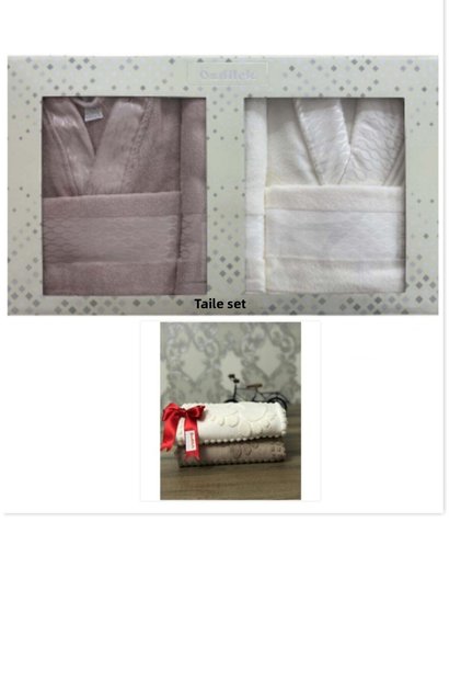 8 Piece Family Bathrobe Set Cream Beige 100% Cotton Bathrobe Set