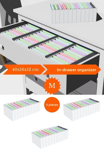 3 Pieces White - Medium 11 Compartment Drawer Organizer 16 X 40 X 12cm