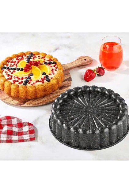 Granite Coated Casting Cake Mold 28 cm – Fireproof, Non-Stick Surface 6 cm Depth