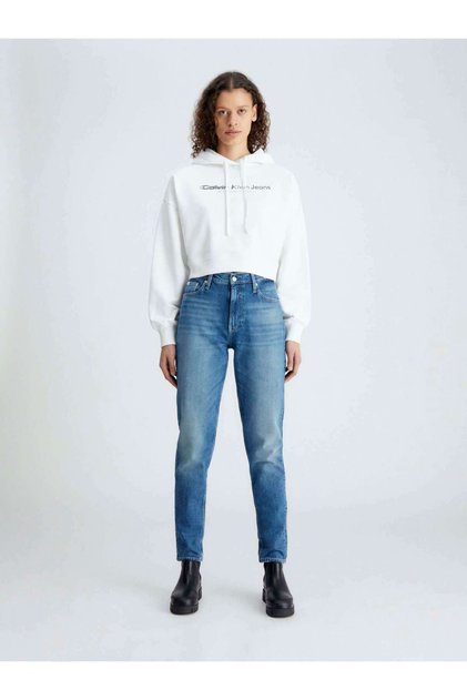 Kadın Ck Slogan Hoodie Sweatshirt