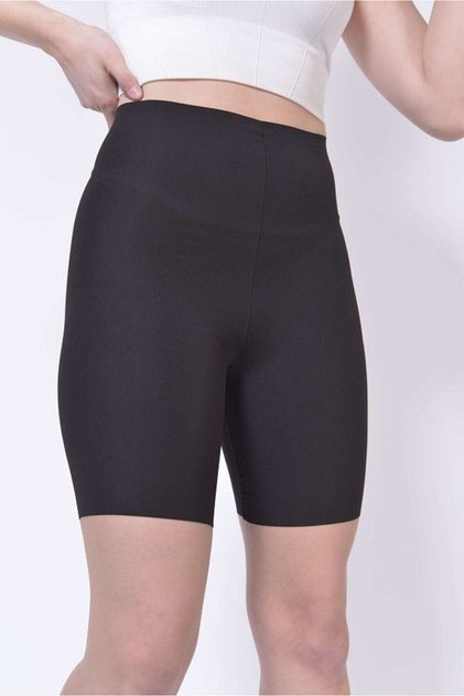 High Rise Under Bust Knee Top Leg Waist Push Up Collector Firming Laser Cut Black Shorts Corset