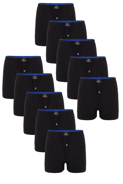 Men's 10-Piece Cotton Combed Cotton Black Boxers with Elastic Waist and Buttons