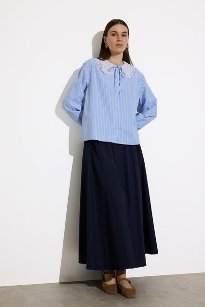 A-Line Basic Poplin Maxi Hijab Skirt E4369Ax25Sp