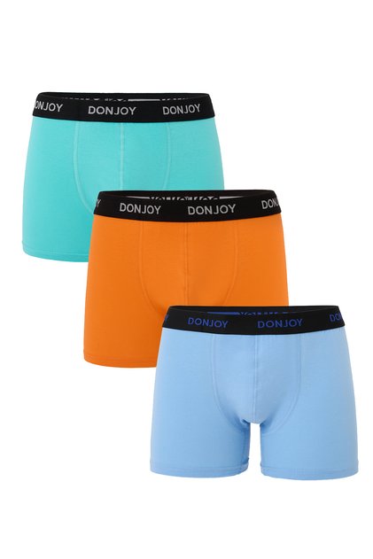Erkek 3'lü Pamuklu Likralı Penye Beli Lastikli Boxer