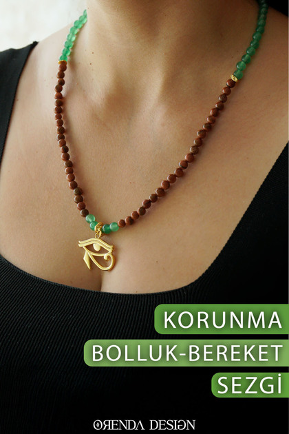 Protection - Eye of Horus – Star Stone – Green Aventurine Natural Stone Necklace